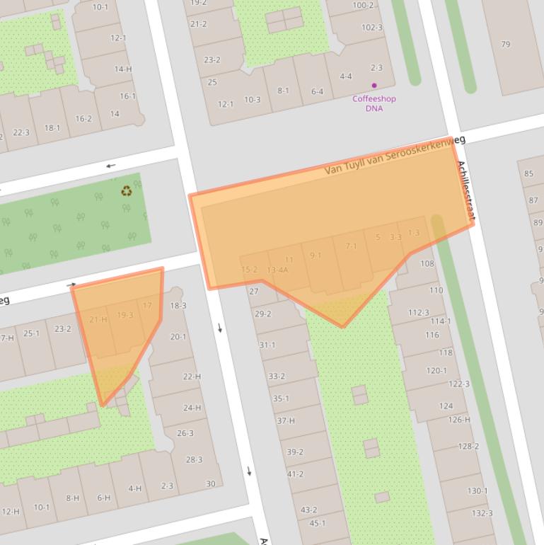Kaart van postcodegebied 1076JA.