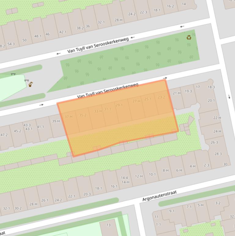 Kaart van postcodegebied 1076JB.