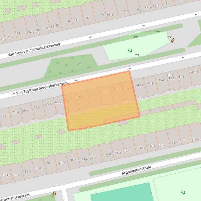 Kaart van postcodegebied 1076JD.