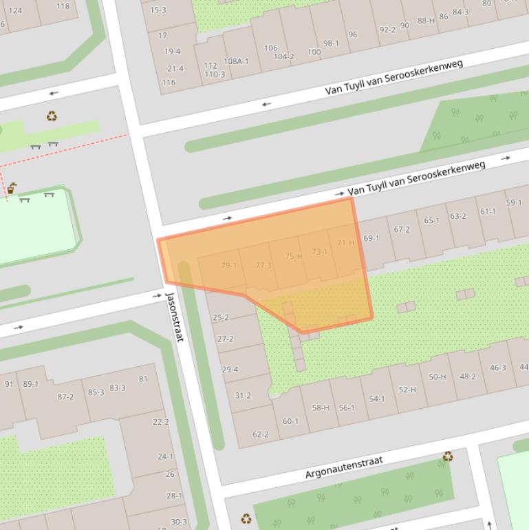 Kaart van postcodegebied 1076JG.