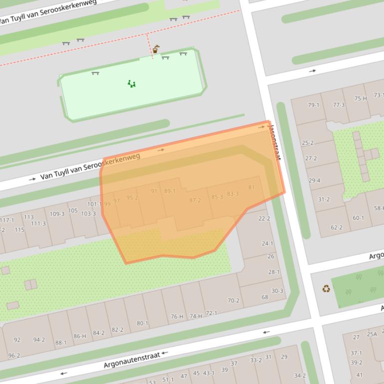 Kaart van postcodegebied 1076JH.