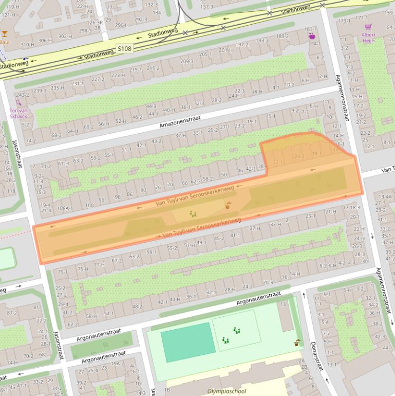 Kaart van postcodegebied 1076JL.