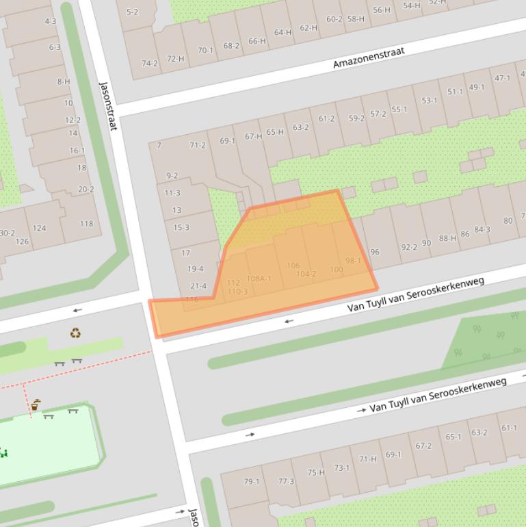Kaart van postcodegebied 1076JR.