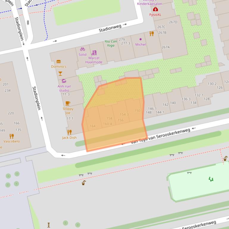 Kaart van postcodegebied 1076JV.