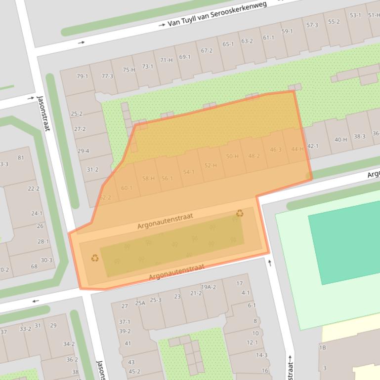 Kaart van postcodegebied 1076KS.