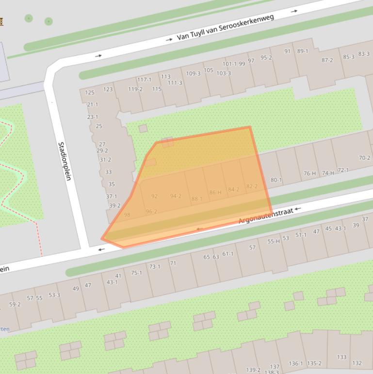 Kaart van postcodegebied 1076KV.