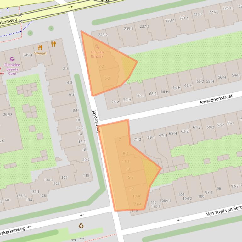 Kaart van postcodegebied 1076KW.