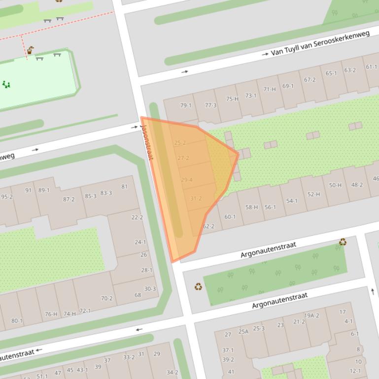 Kaart van postcodegebied 1076KX.