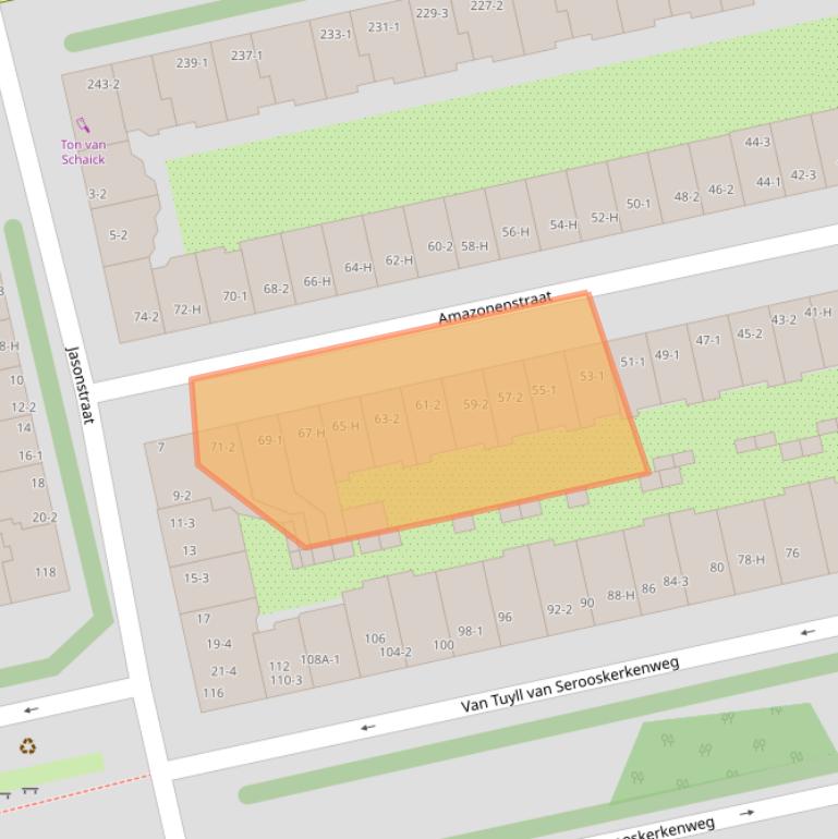 Kaart van postcodegebied 1076LH.