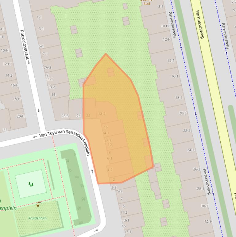 Kaart van postcodegebied 1076NA.
