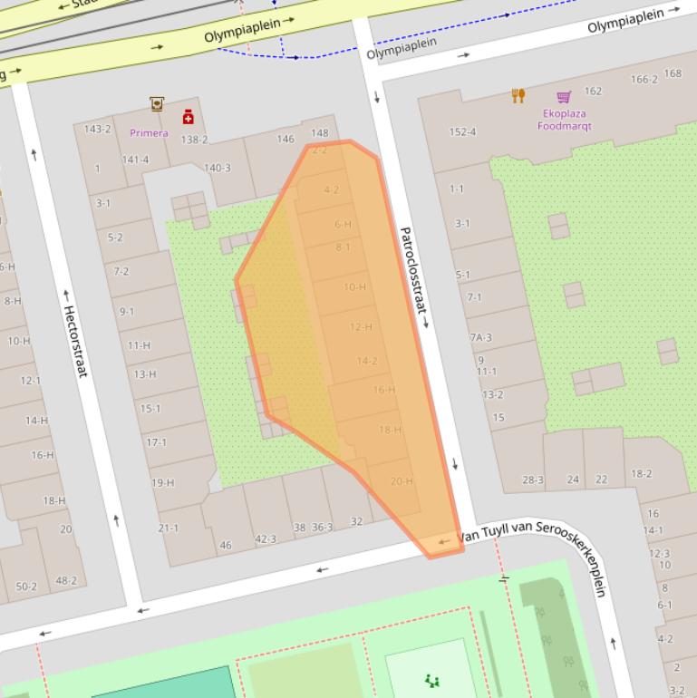 Kaart van postcodegebied 1076NG.