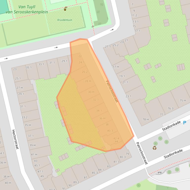Kaart van postcodegebied 1076NH.