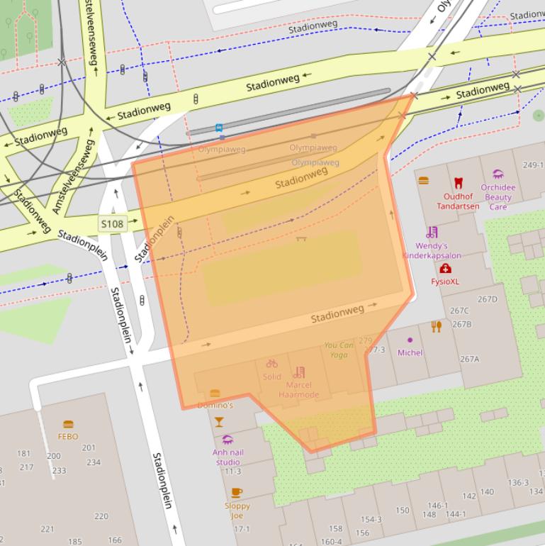 Kaart van postcodegebied 1076PA.