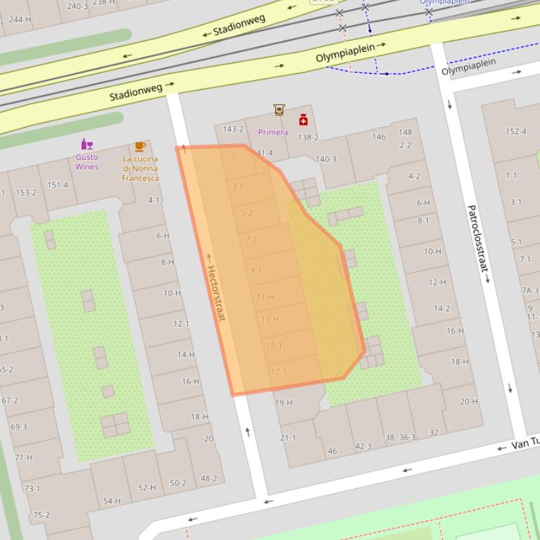 Kaart van postcodegebied 1076PM.