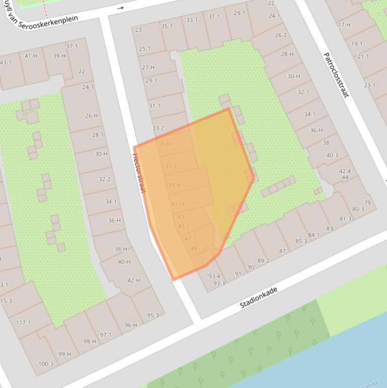 Kaart van postcodegebied 1076PP.