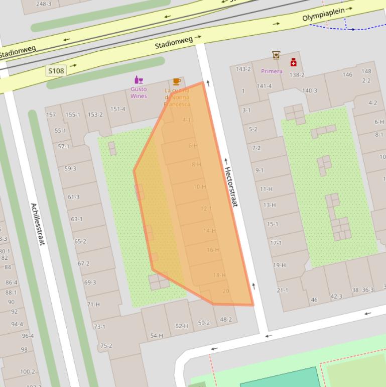 Kaart van postcodegebied 1076PR.