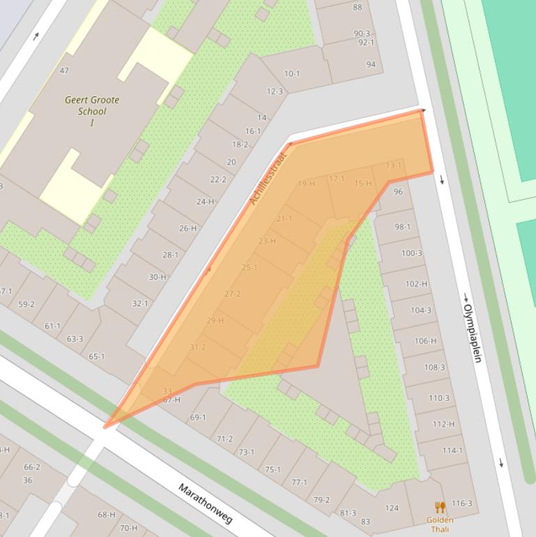 Kaart van postcodegebied 1076PT.