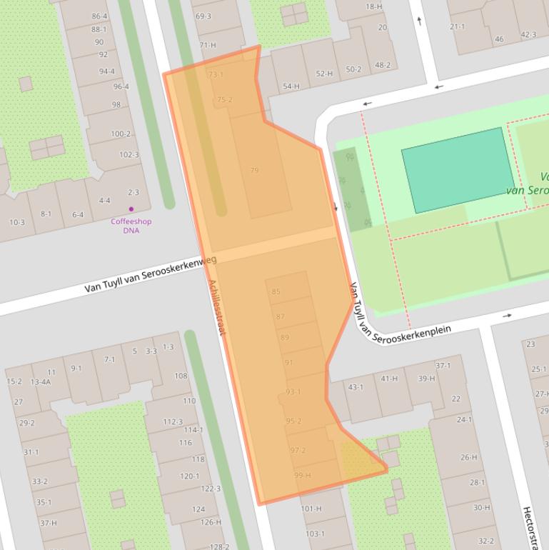 Kaart van postcodegebied 1076PX.