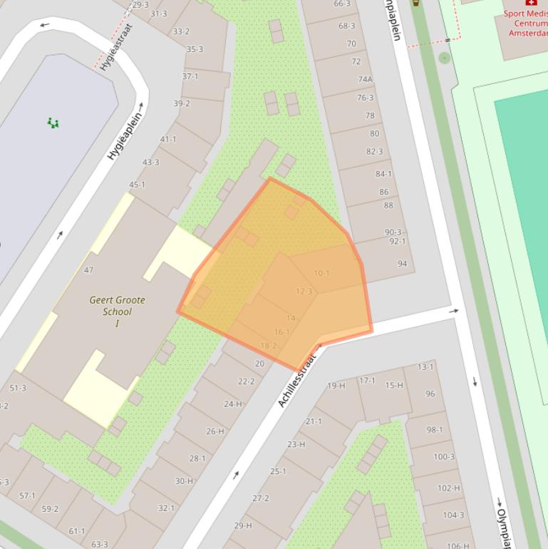 Kaart van postcodegebied 1076RB.