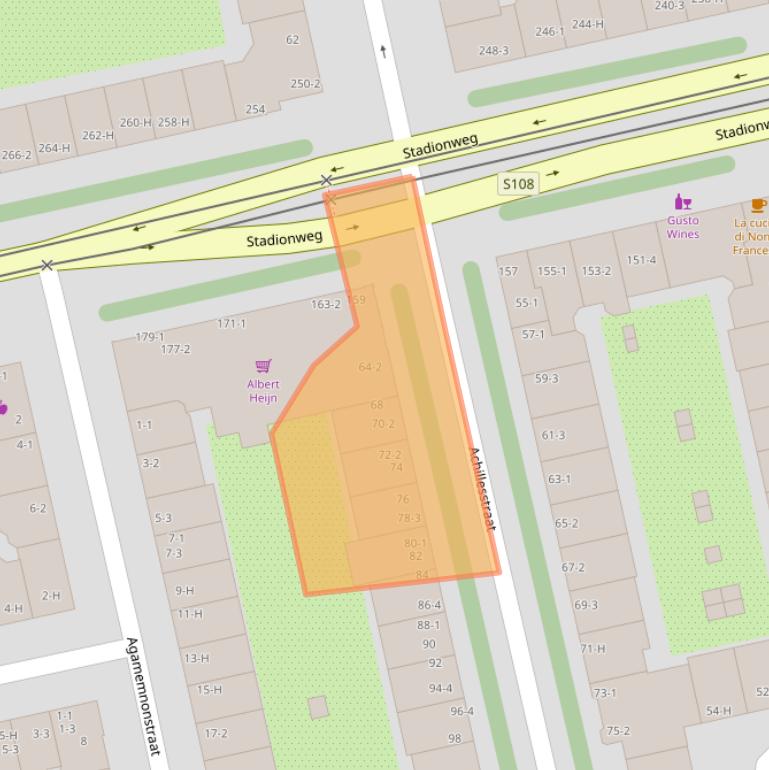 Kaart van postcodegebied 1076RG.