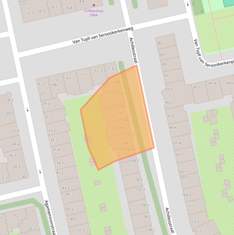 Kaart van postcodegebied 1076RJ.
