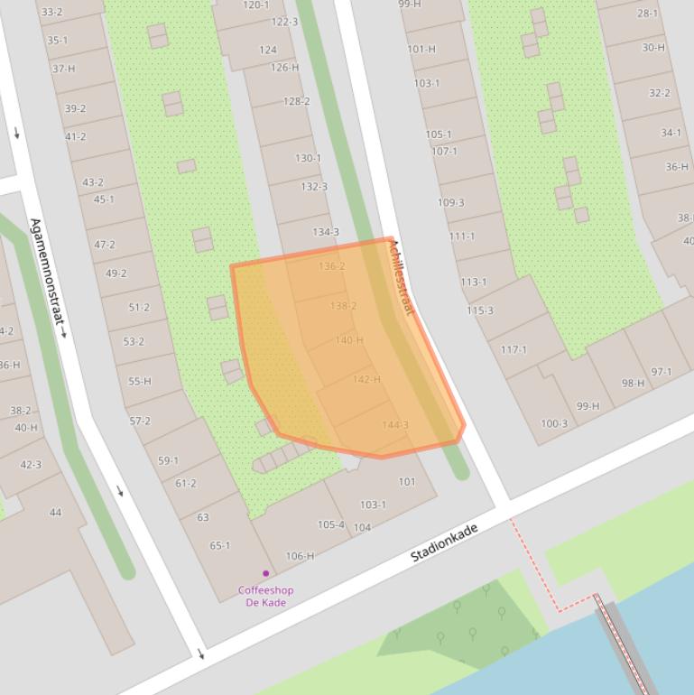 Kaart van postcodegebied 1076RL.