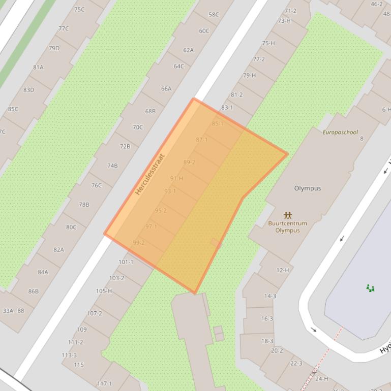 Kaart van postcodegebied 1076SG.