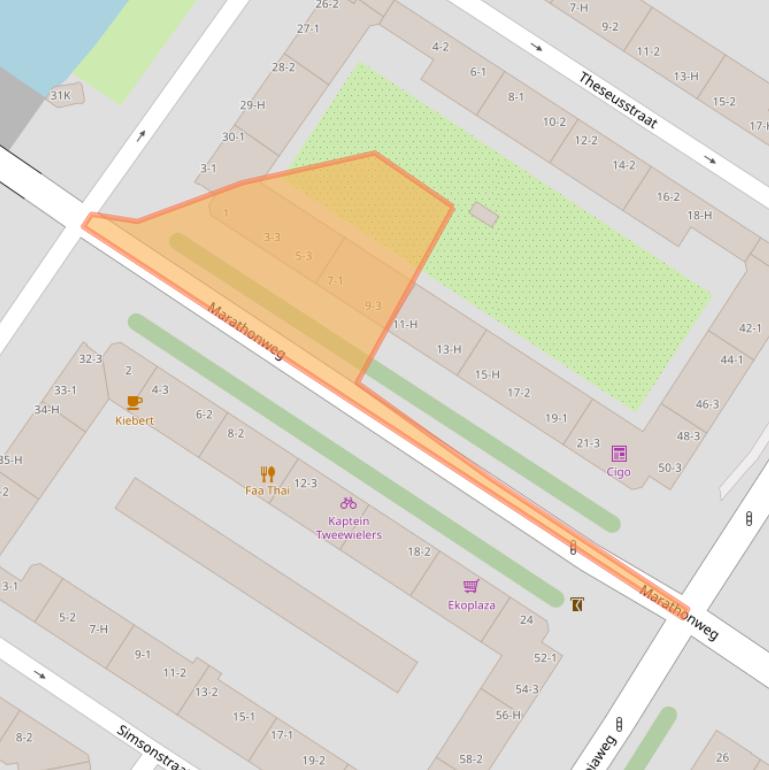 Kaart van postcodegebied 1076SW.