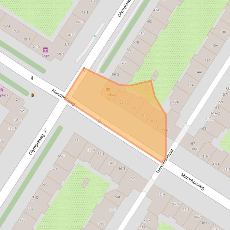 Kaart van postcodegebied 1076TA.