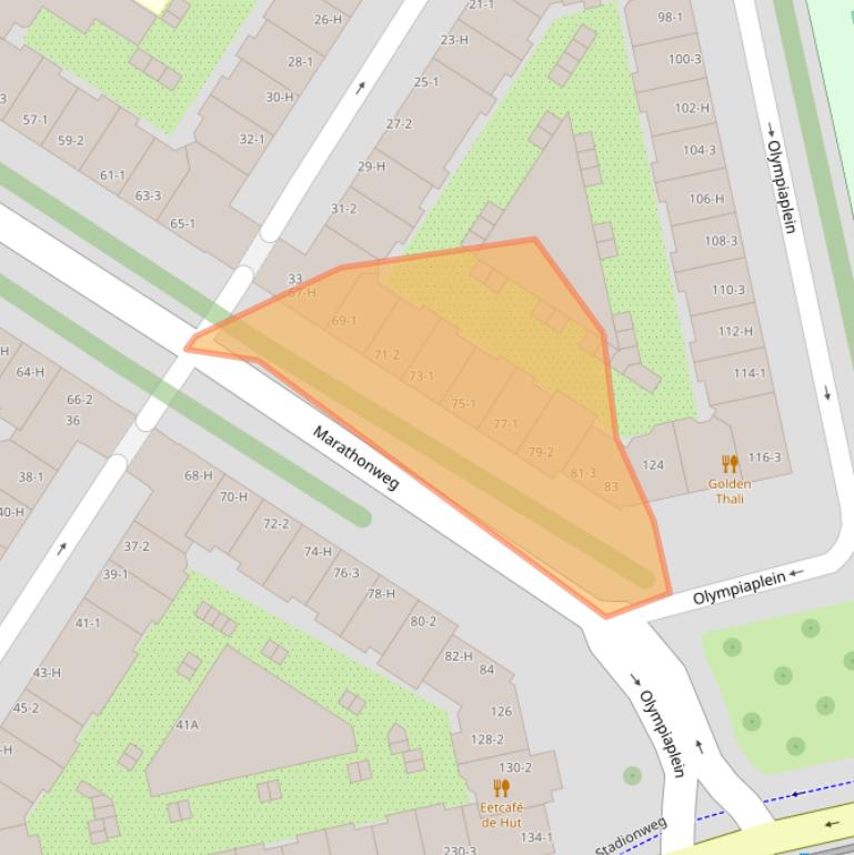 Kaart van postcodegebied 1076TD.