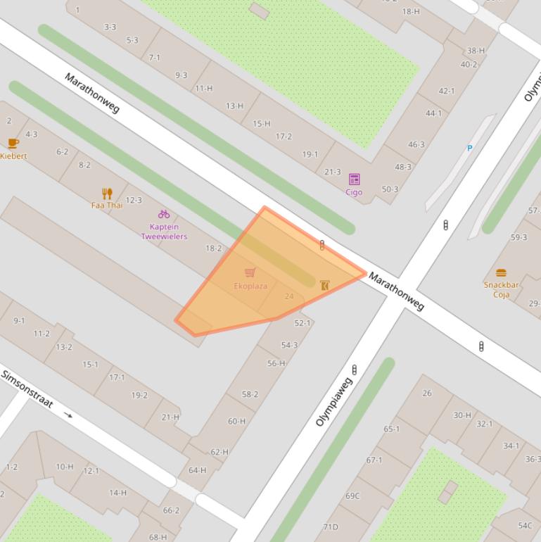 Kaart van postcodegebied 1076TH.