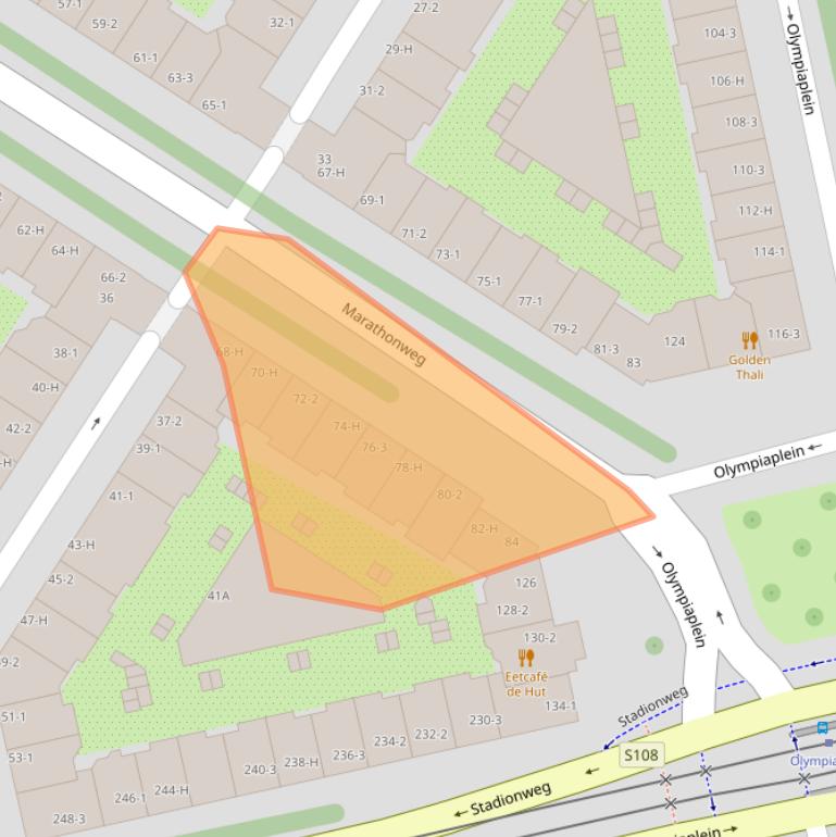 Kaart van postcodegebied 1076TM.