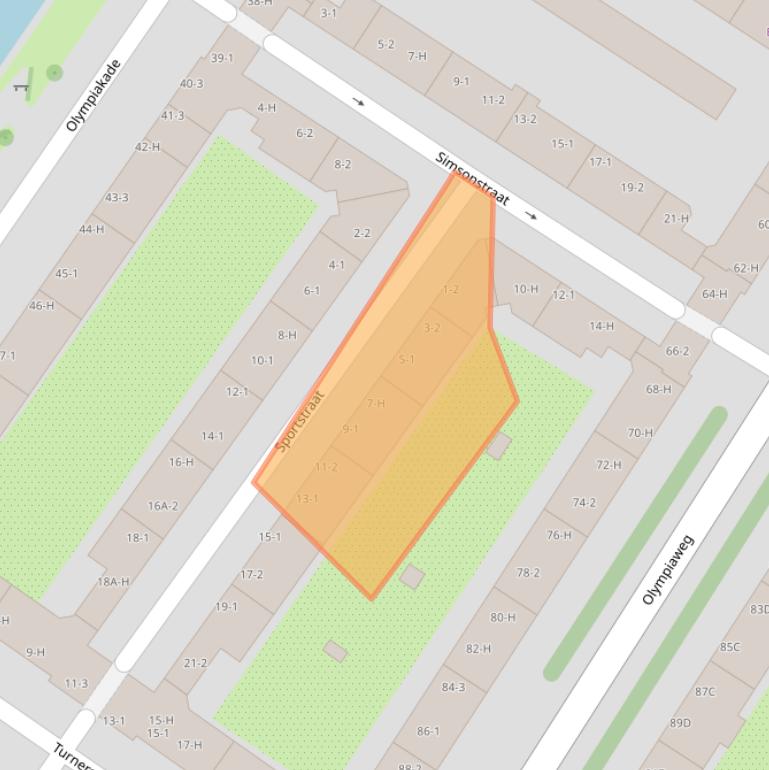 Kaart van postcodegebied 1076TN.