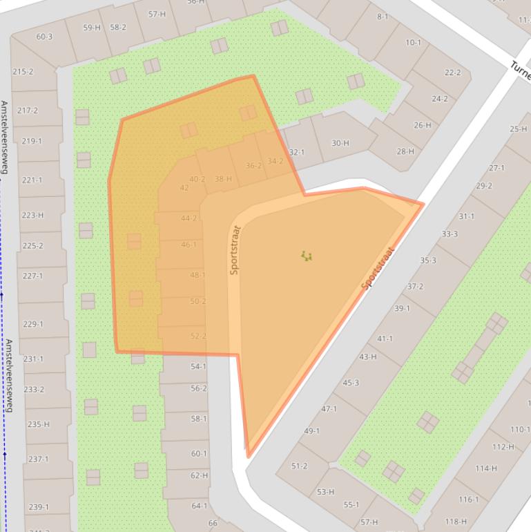 Kaart van postcodegebied 1076TX.