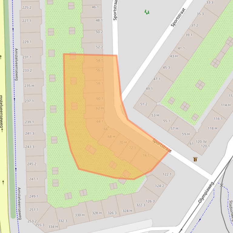 Kaart van postcodegebied 1076TZ.