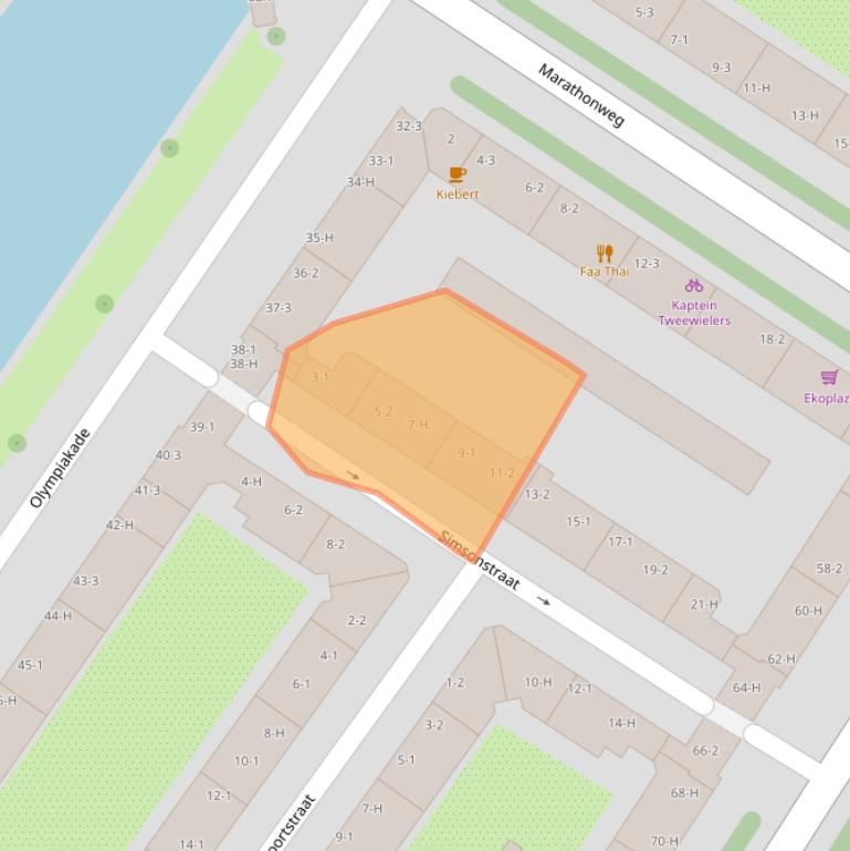 Kaart van postcodegebied 1076VG.