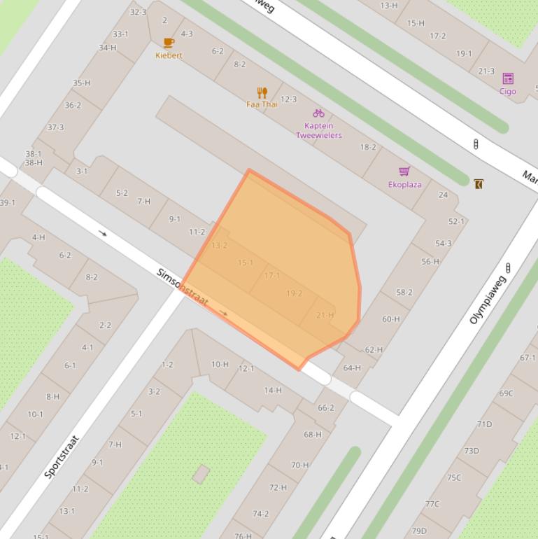 Kaart van postcodegebied 1076VH.