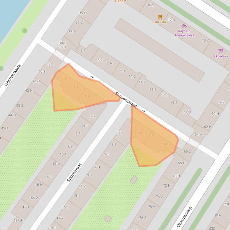 Kaart van postcodegebied 1076VJ.