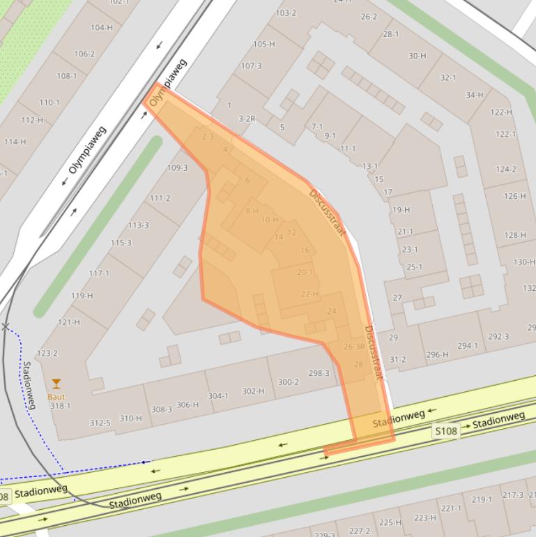 Kaart van postcodegebied 1076VL.