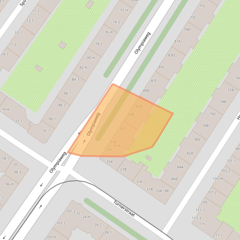 Kaart van postcodegebied 1076VT.