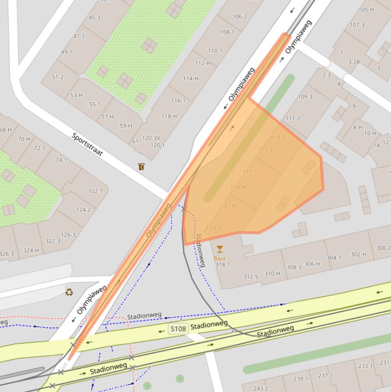 Kaart van postcodegebied 1076VW.