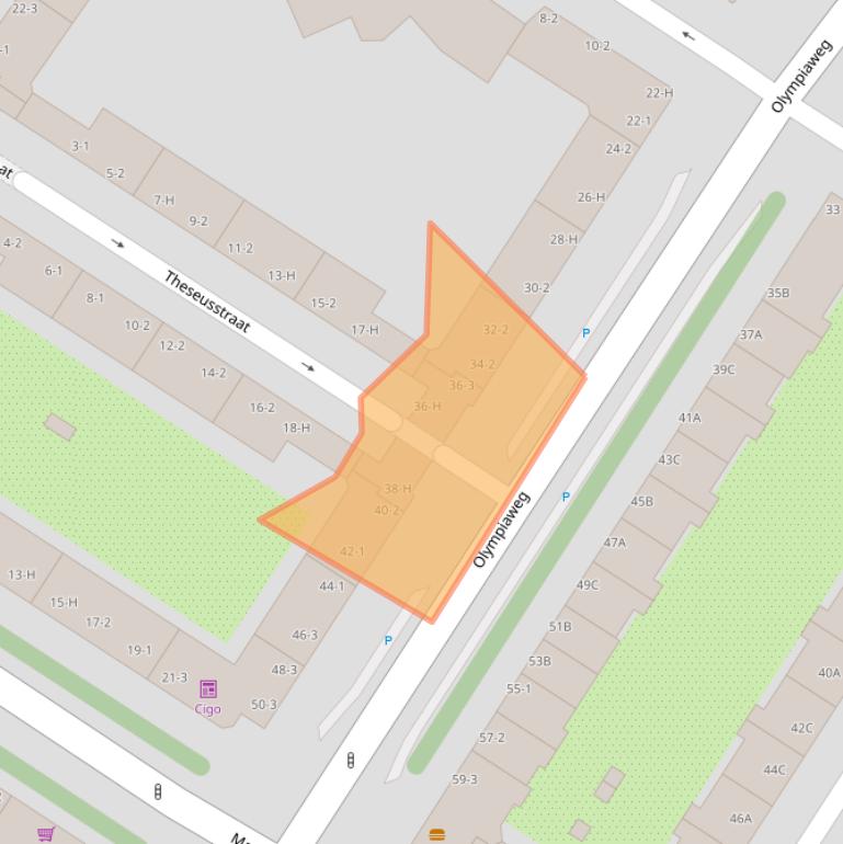 Kaart van postcodegebied 1076VZ.