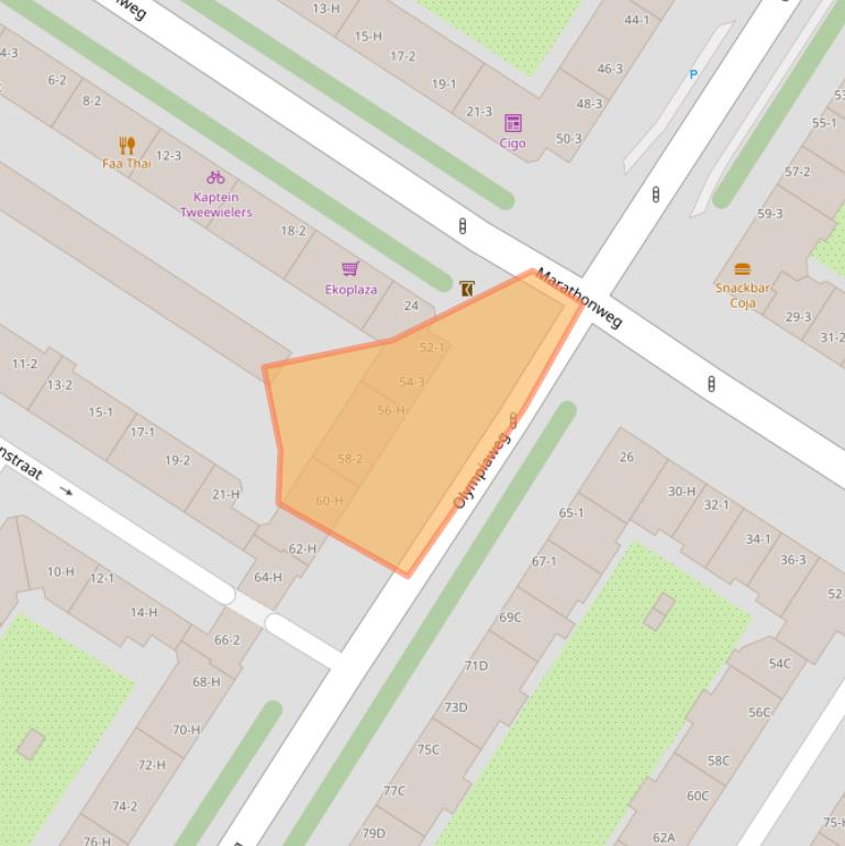 Kaart van postcodegebied 1076XB.