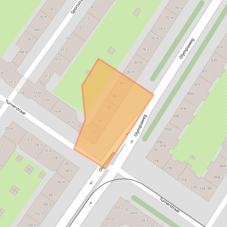 Kaart van postcodegebied 1076XE.