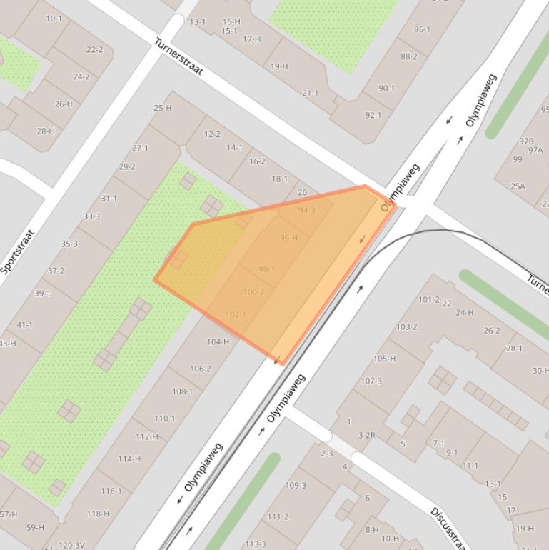 Kaart van postcodegebied 1076XG.