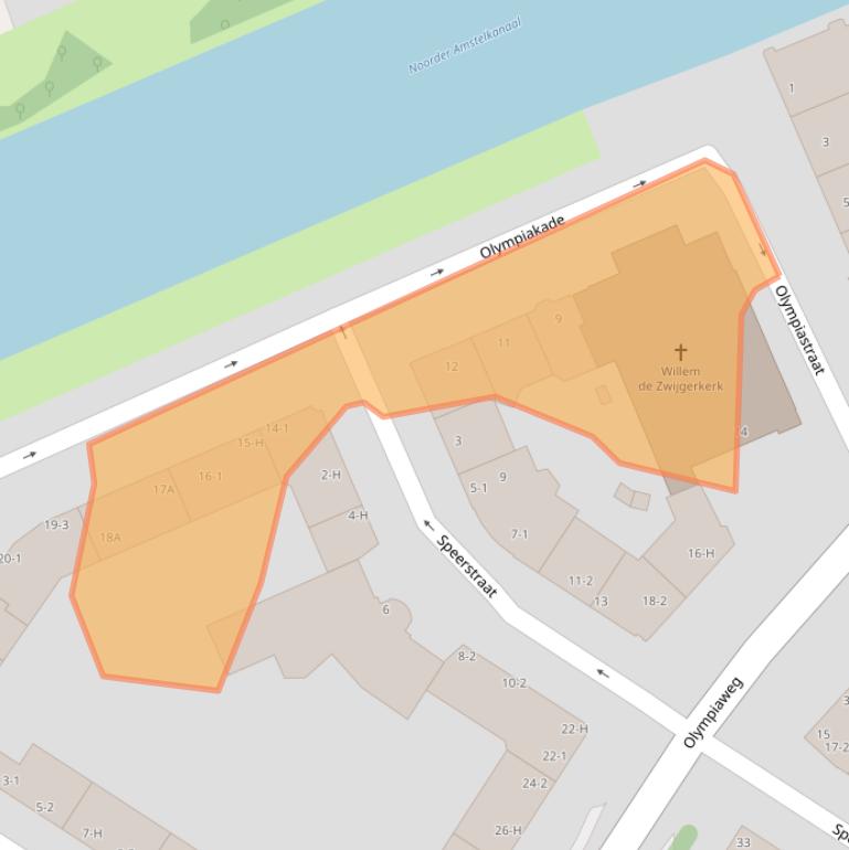 Kaart van postcodegebied 1076XP.