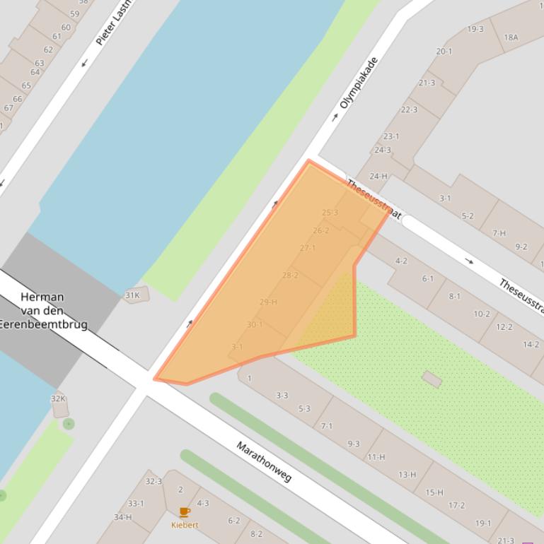 Kaart van postcodegebied 1076XS.