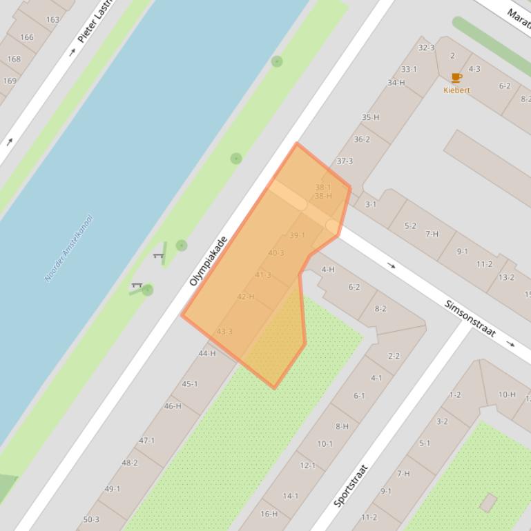 Kaart van postcodegebied 1076XV.