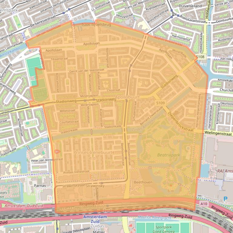 Kaart van postcodegebied 1077.