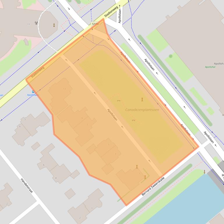 Kaart van postcodegebied 1077AA.